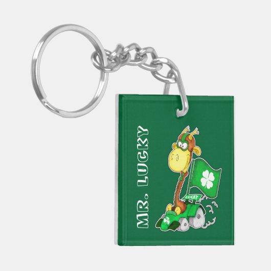 Mr Lucky. Funny Giraffe St.Patrick's Day Gift Sleutelhanger (Voorkant Links)