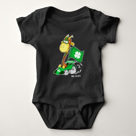 Mr Lucky. Funny Giraffe St.Patrick's Day Romper (Voorkant)