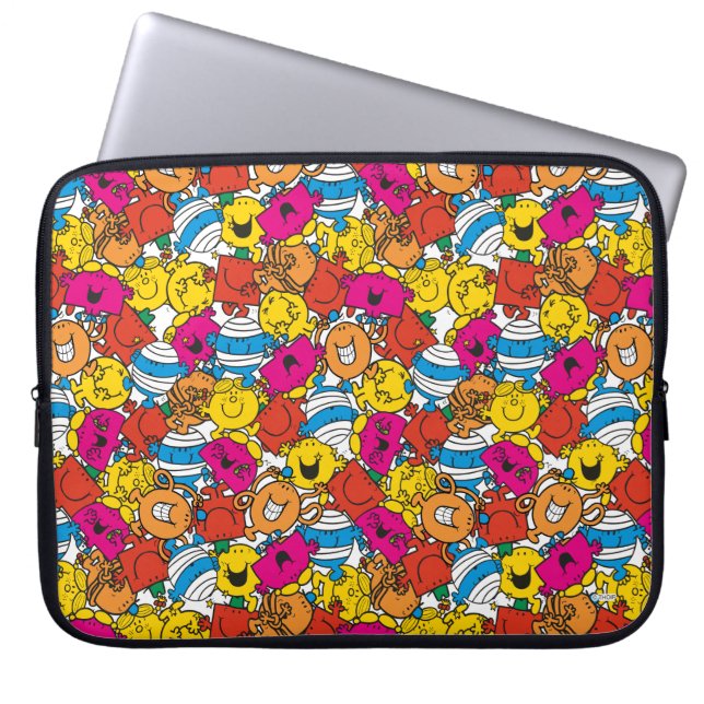 Mr. Mannen en Miss Little Miss | Heldere glimlende Laptop Sleeve (Voorkant)