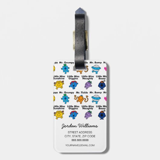 Mr. Mannen en Miss Little Miss | Karakternamen Bagagelabel (Achterkant verticaal)