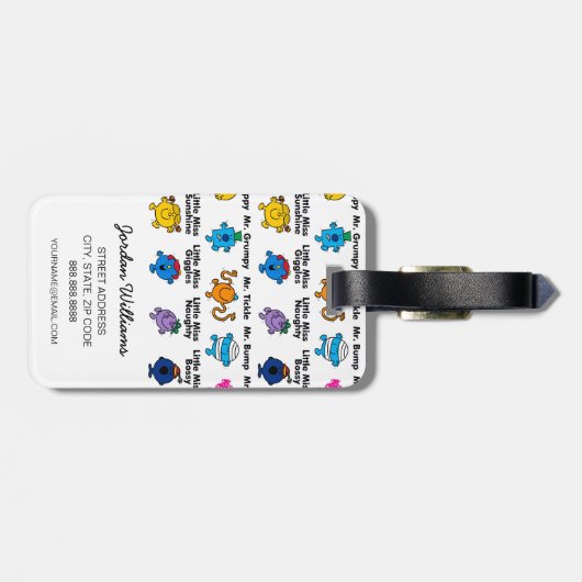 Mr. Mannen en Miss Little Miss | Karakternamen Bagagelabel (Achterkant horizontaal)