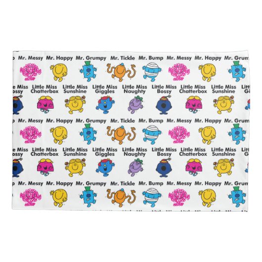 Mr. Mannen en Miss Little Miss | Karakternamen Kussensloop (Achterkant-Links)