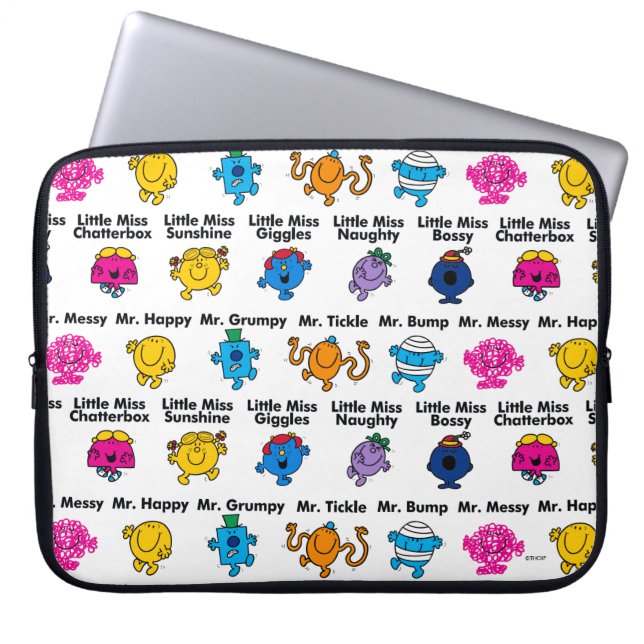 Mr. Mannen en Miss Little Miss | Karakternamen Laptop Sleeve (Voorkant)
