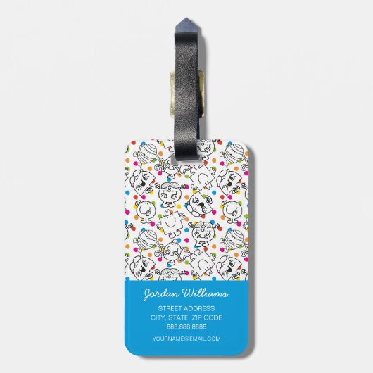Mr. Mannen en Miss Little Miss | Rainbow Polka Dot Bagagelabel (Achterkant verticaal)