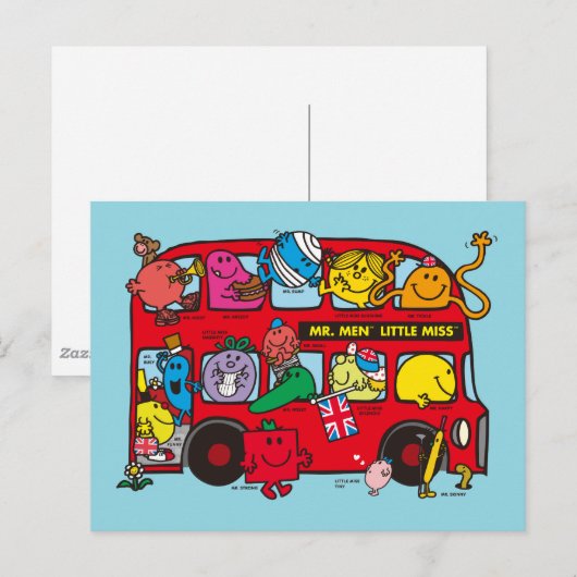 Mr. Mannen & Little Miss Bus Briefkaart (Voorkant / Achterkant)