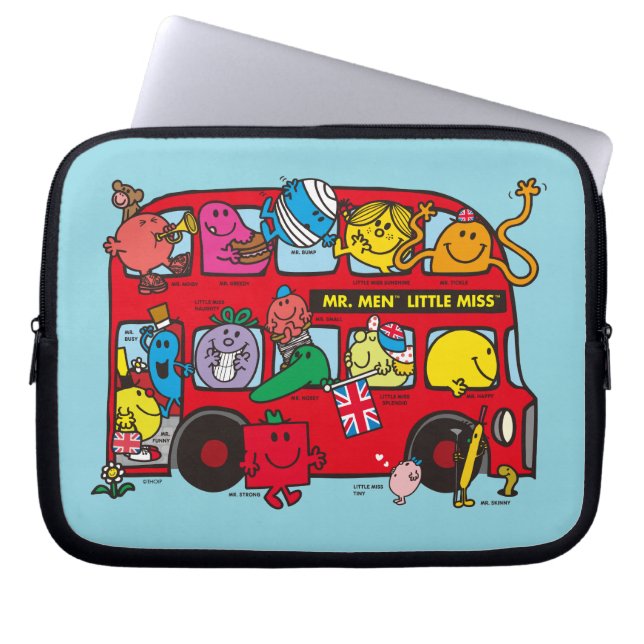 Mr. Mannen & Little Miss Bus Laptop Sleeve (Voorkant)