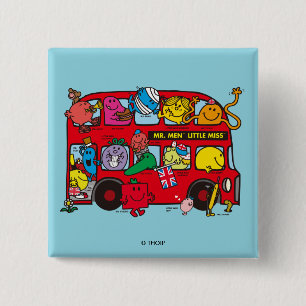 Mr. Mannen & Little Miss Bus Vierkante Button 5,1 Cm