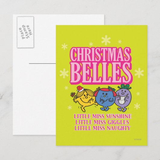 Mr Mannen Little Miss Christmas Belles Feestdagenkaart (Voorkant / Achterkant)