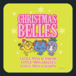 Mr Mannen Little Miss Christmas Belles Vierkante Sticker<br><div class="desc">Vier de feestdagen met dit schattige en feestelijke Mr. Mannen en Little Miss Christmas-ontwerp. Met Little Miss Christmas en Little Miss Holly gekleed als charmante kerstbellen, compleet met heilige accenten en vrolijke glimlachen, is dit ontwerp perfect voor het toevoegen van een vleugje grilligheid en feestvreugde aan uw kerstkaarten, decoraties, geschenken...</div>