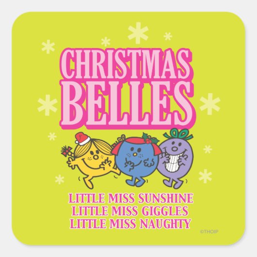 Mr Mannen Little Miss Christmas Belles Vierkante Sticker (Voorkant)