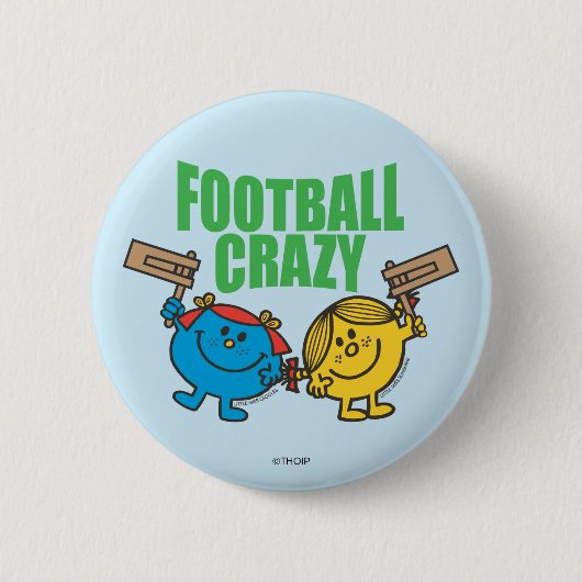 Mr Mannen Little Miss Football Crazy Ronde Button 5,7 Cm (Voorkant)