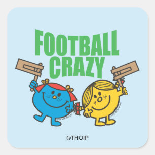 Mr Mannen Little Miss Football Crazy Vierkante Sticker
