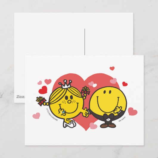Mr Mannen Little Miss Happy Sunshine Wedding Briefkaart (Voorkant / Achterkant)