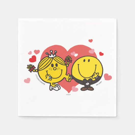 Mr Mannen Little Miss Happy Sunshine Wedding Servetten (Voorkant)