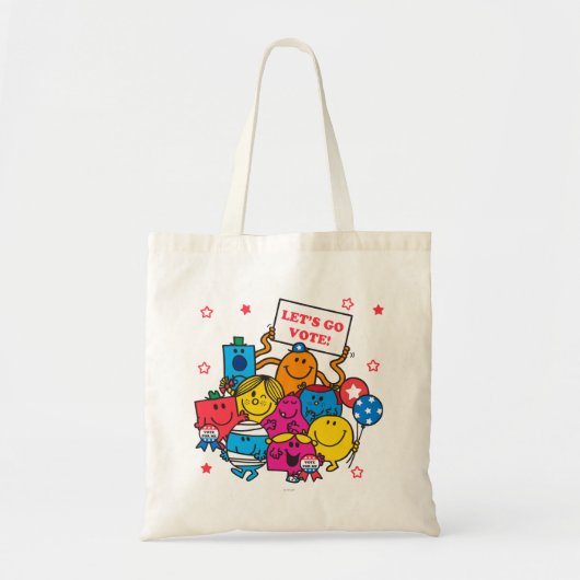 Mr Mannen Little Miss Let's Go Vote! Tote Bag (Voorkant)