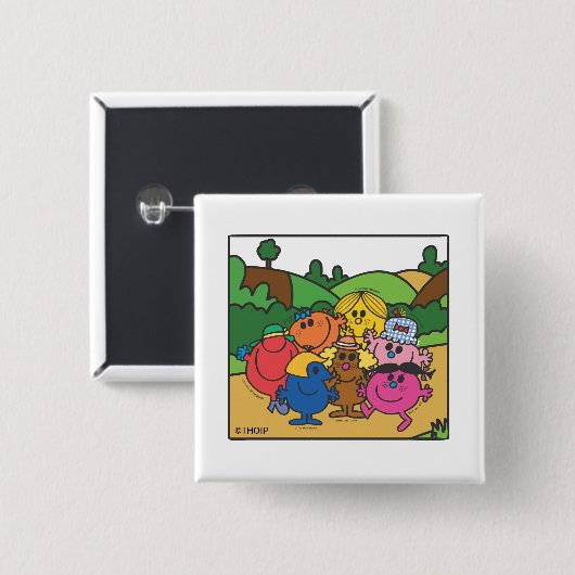 Mr. Mannen & Little Miss Moederdag Vierkante Button 5,1 Cm (Voorkant /achterkant)