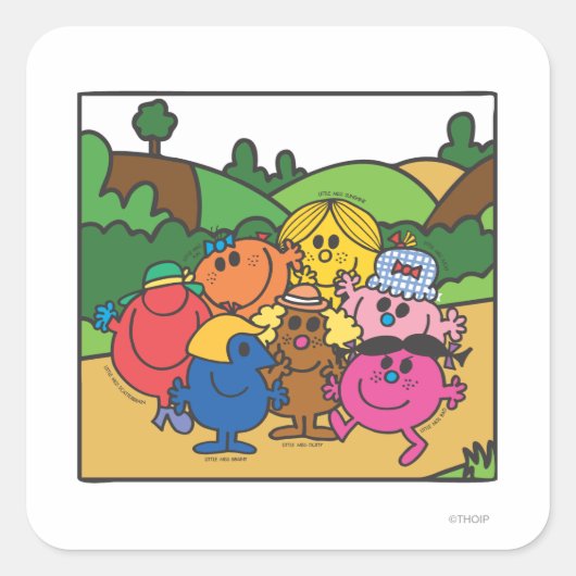 Mr. Mannen & Little Miss Moederdag Vierkante Sticker (Voorkant)