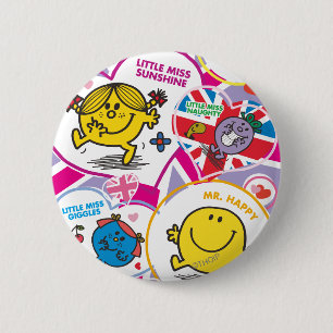 Mr. Mannen & Little Miss UK Hearts Ronde Button 5,7 Cm