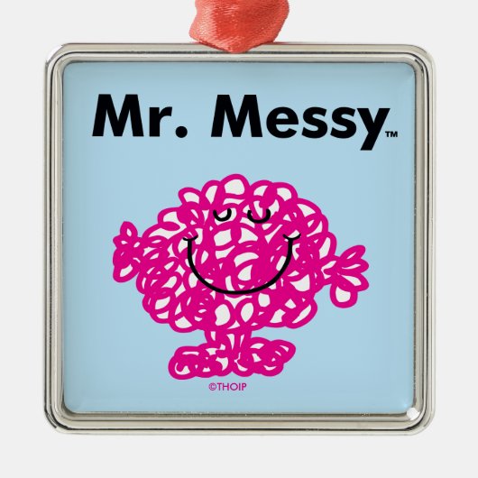 Mr Mannen | Meneer Messy is Schattige, maar rommel Metalen Ornament (Voorkant)
