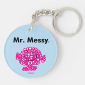 Mr Mannen | Meneer Messy is Schattige, maar rommel Sleutelhanger (Achterkant)