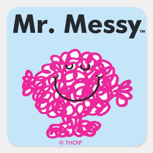 Mr Mannen | Meneer Messy is Schattige, maar rommel Vierkante Sticker (Voorkant)
