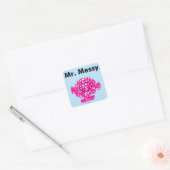 Mr Mannen | Meneer Messy is Schattige, maar rommel Vierkante Sticker (Envelop)