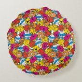 Mr Men & De Kleine Mevrouw | Heldere Lachende Gezi Rond Kussen (Achterkant)