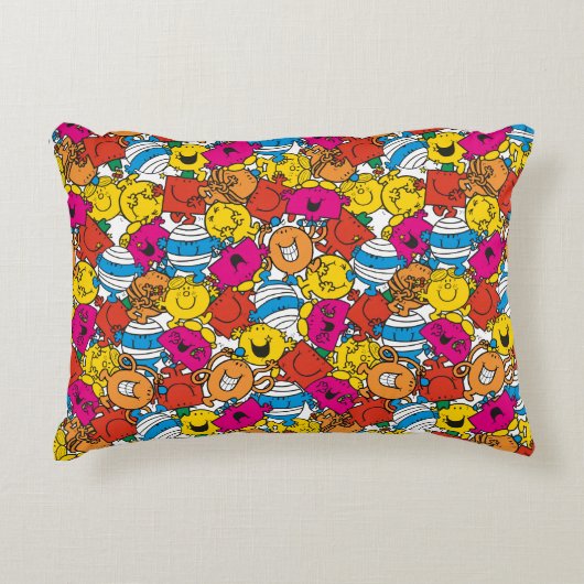 Mr Men & Little Miss | Heldere glimlachende gezich Decoratief Kussen (Voorkant)