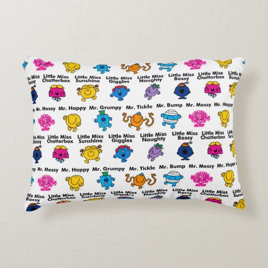 Mr Men & Little Miss | Personagesnamen Decoratief Kussen (Voorkant)