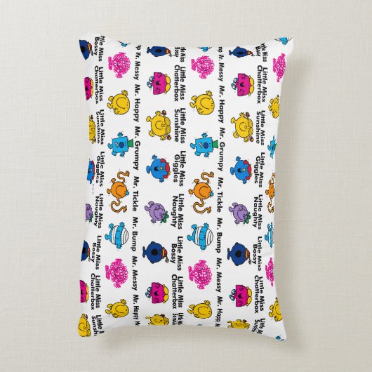 Mr Men & Little Miss | Personagesnamen Decoratief Kussen (Achterkant (Verticaal))