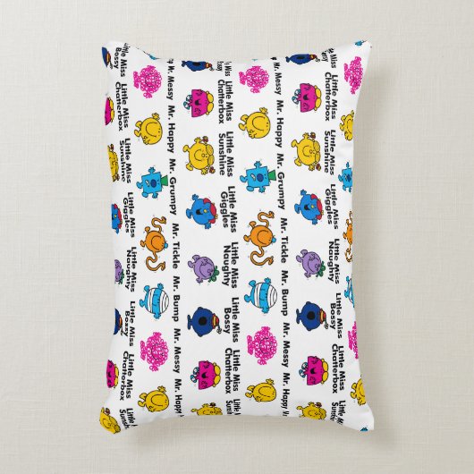 Mr Men & Little Miss | Personagesnamen Decoratief Kussen (Voorkant(Verticaal))