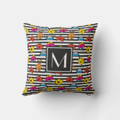 Mr Men & Little Miss | Strepen Patroon | Monogram Kussen (Achterkant)