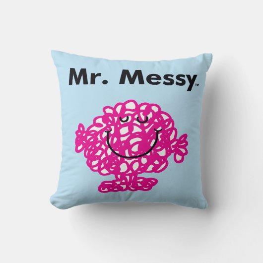 Mr. Men | Mr. Messy Is Schattig, Maar Rommelig Kussen (Voorkant)