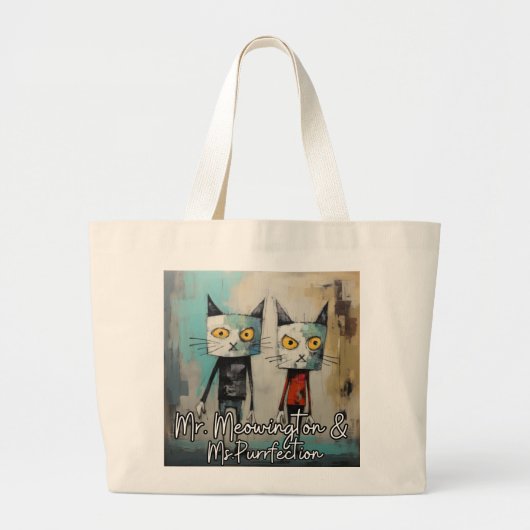 Mr. Meowington & Ms. Purrfection Grote Tote Bag (Voorkant)