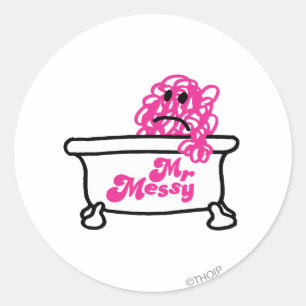 Mr Messy   Badkuip Logo Ronde Sticker