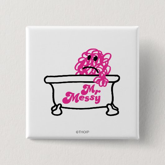 Mr Messy | Badkuip Logo Vierkante Button 5,1 Cm (Voorkant)