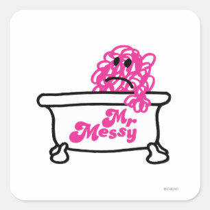 Mr Messy   Badkuip Logo Vierkante Sticker