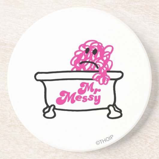 Mr Messy | Badkuip Logo Zandsteen Onderzetter (Voorkant)