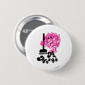 Mr Messy | Bezem en naam Ronde Button 5,7 Cm (Voorkant /achterkant)