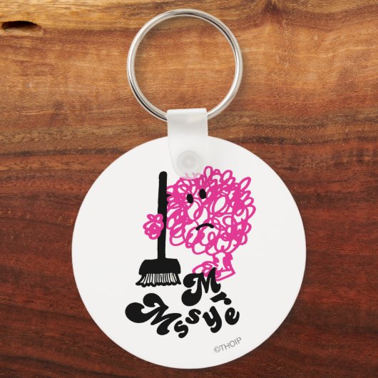 Mr Messy | Bezem en naam Sleutelhanger (Voorkant)