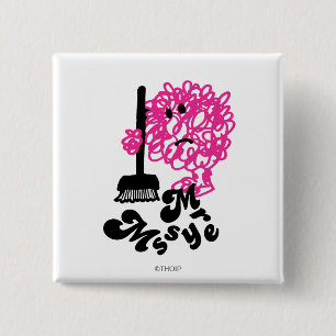 Mr Messy   Bezem en naam Vierkante Button 5,1 Cm