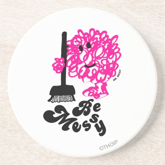 Mr Messy Cleaning Up Zandsteen Onderzetter (Voorkant)