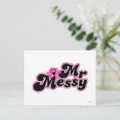 Mr Messy | Grote zwarte en roze letters Briefkaart (Staand voorkant)