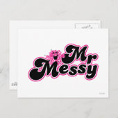 Mr Messy | Grote zwarte en roze letters Briefkaart (Voorkant / Achterkant)
