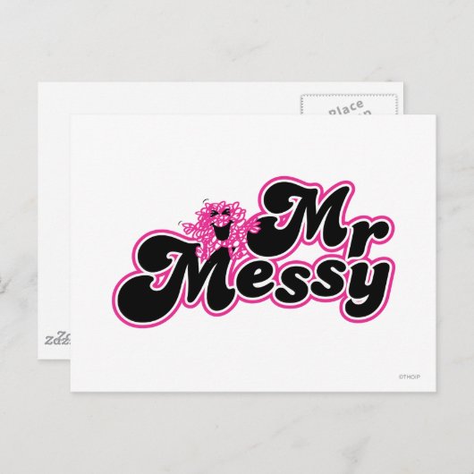 Mr Messy | Grote zwarte en roze letters Briefkaart (Voorkant / Achterkant)