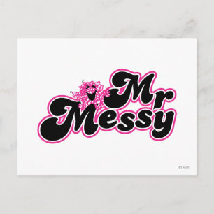 Mr Messy   Grote zwarte en roze letters Briefkaart