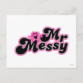 Mr Messy | Grote zwarte en roze letters Briefkaart (Voorkant)