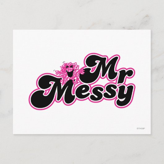 Mr Messy | Grote zwarte en roze letters Briefkaart (Voorkant)