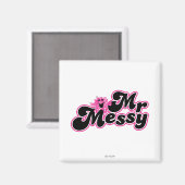 Mr Messy | Grote zwarte en roze letters Magneet (Voorkant / Achterkant)