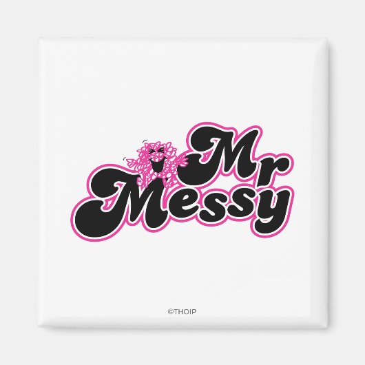 Mr Messy | Grote zwarte en roze letters Magneet (Voorkant)
